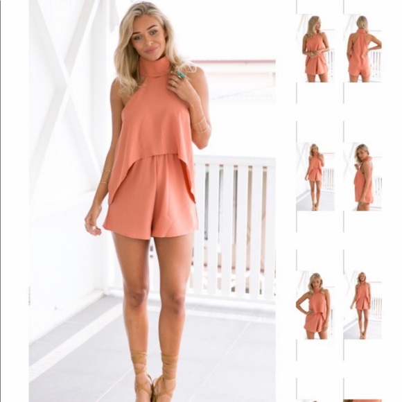 Coral romper . Worn once, - Picture 4 of 8